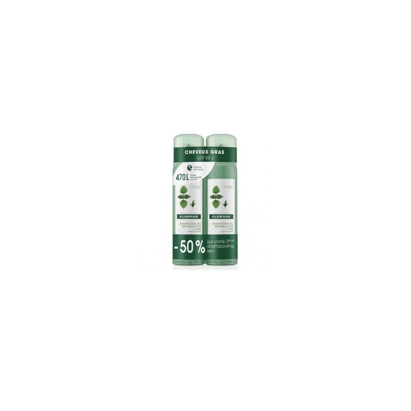 KLORANE CHAMPU SECO SEBORREGULADOR ORTIGA PACK DUO150 ML